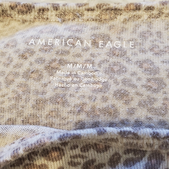 American Eagle Leopard Print Tunic Style V-Neck Sweater - Picture 4 of 8